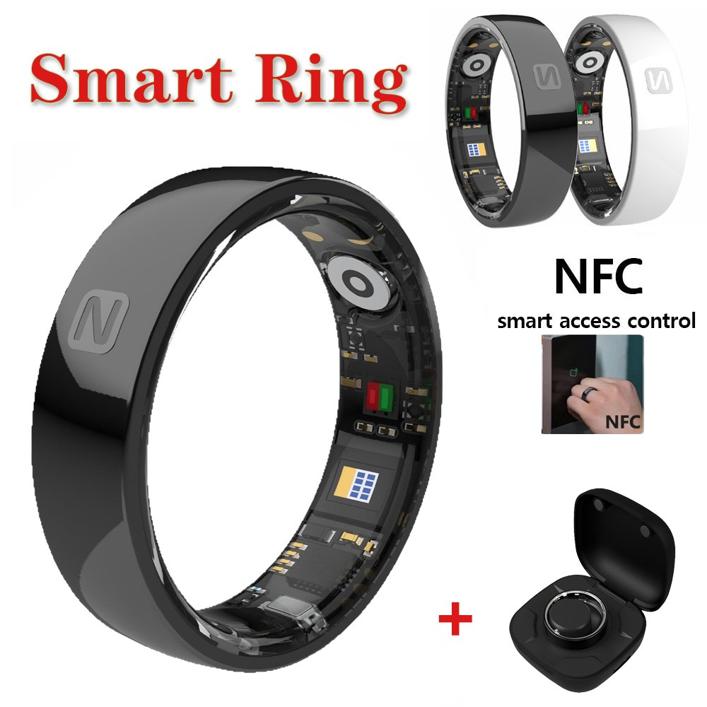 Smart Ring Nfc Pay - Android/iOS対応の新しいNFCスマートリング、心拍数・血圧・マルチスポーツモニター、5ATM防水スマートリング（男女兼用）