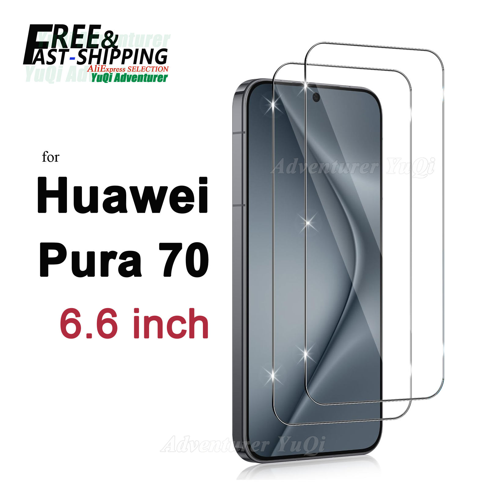Huawei Pura 70 - Huawei Pura用スクリーンプロテクター,HDクリスタルマイカケース,9時間の引っかき傷防止,高アルミニウム,強化ガラス,6.6インチ,70インチ
